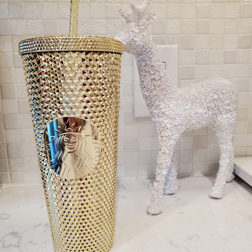 Gold, studded Holiday Starbucks NWT cup tumbler